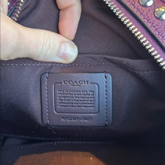 Coach Sydney Satchel with Rivets in Deep Berry - Picture 10 of 12